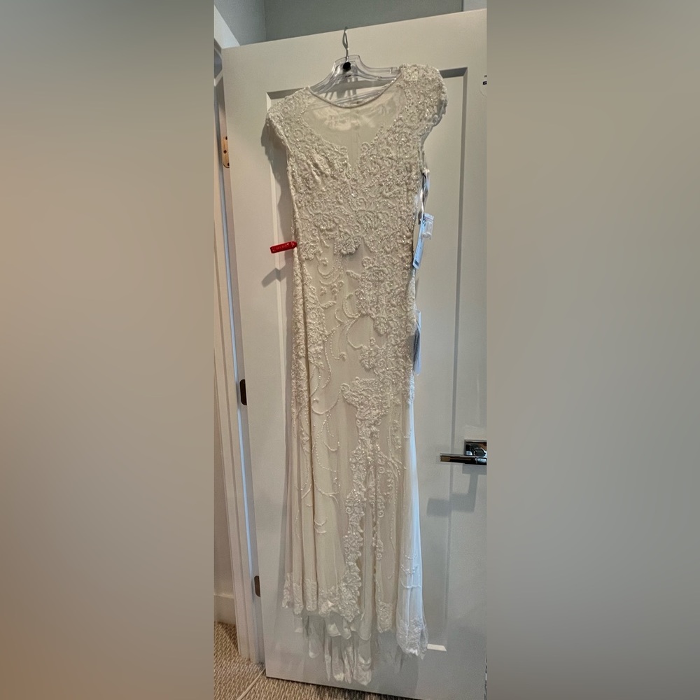 Mac Duggal Sequin White Long Dress